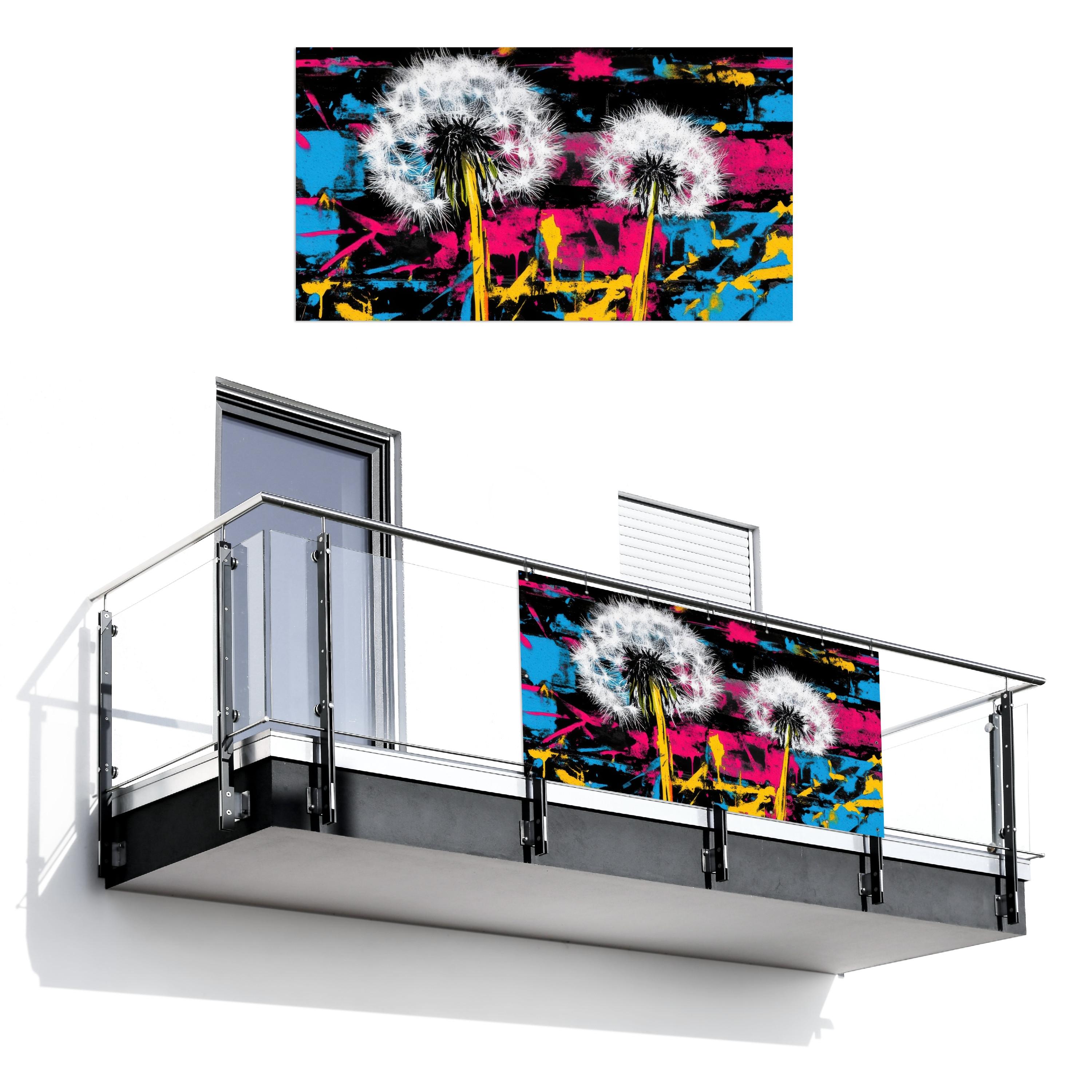 BALKON-SICHTSCHUTZ Straßenkunst - Bunt - Wand Witterungsbeständig 200x110 cm - Schwarz, Kunststoff (200/110cm) - MuchoWow