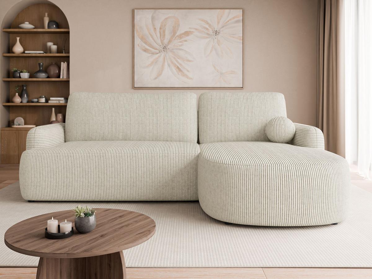 ECKSOFA Loridu Cord, Seite: Rechts - Schwarz/Naturfarben, Holz/Kunststoff (250/174cm) - MIRJAN24