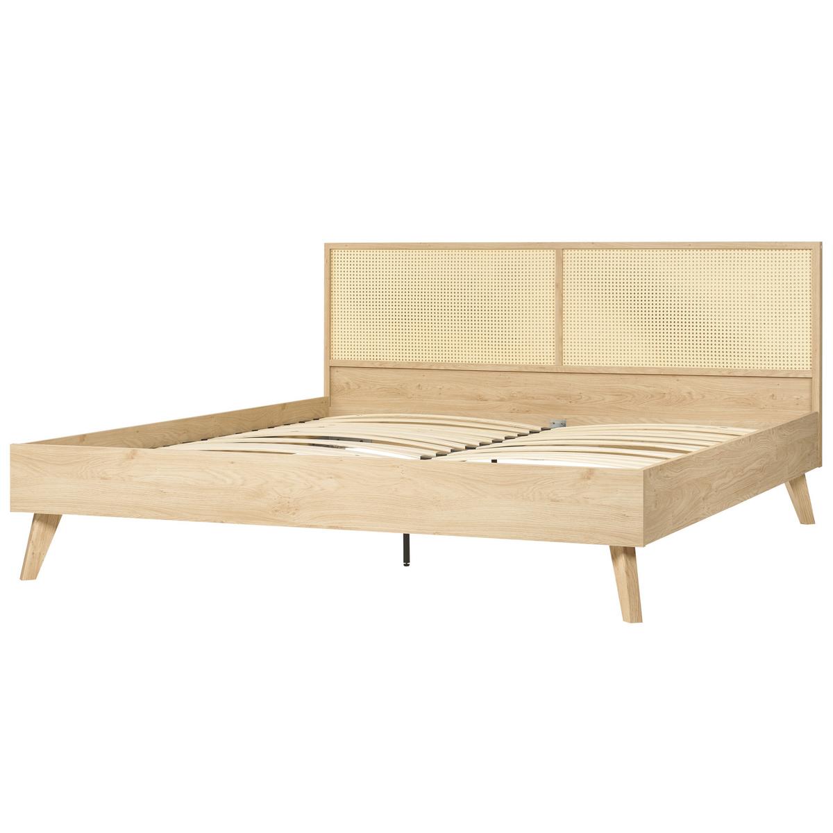 BETT 180/200cm Heller Holzfarbton Monpazier - Hellbraun, Naturmaterialien (180/200cm) - Beliani