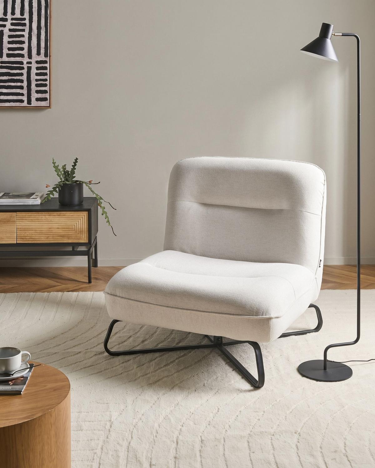 SESSEL Stoff Cremeweiß Lindal - Weiß, Textil (85/85/83cm) - Beliani