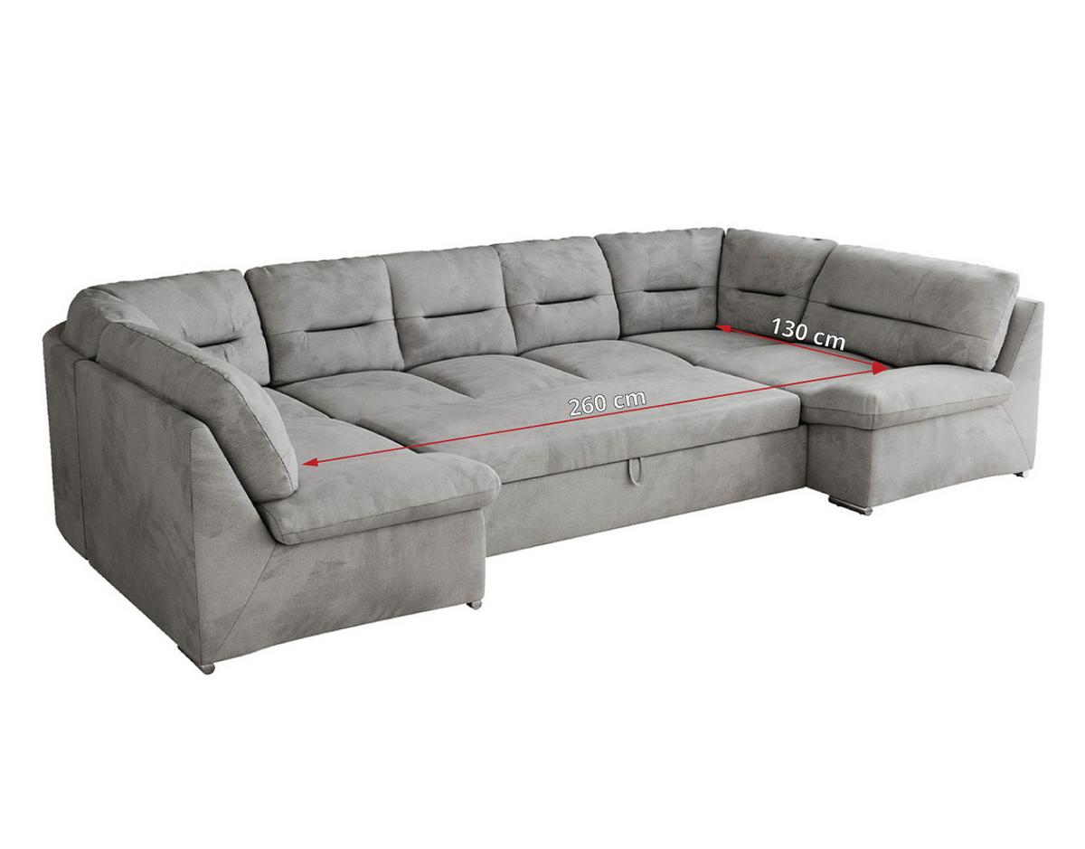 WOHNLANDSCHAFT MORBIDO U Hellgrau Velvet - Silberfarben/Hellgrau, Textil/Metall (340/93/206cm) - MKS