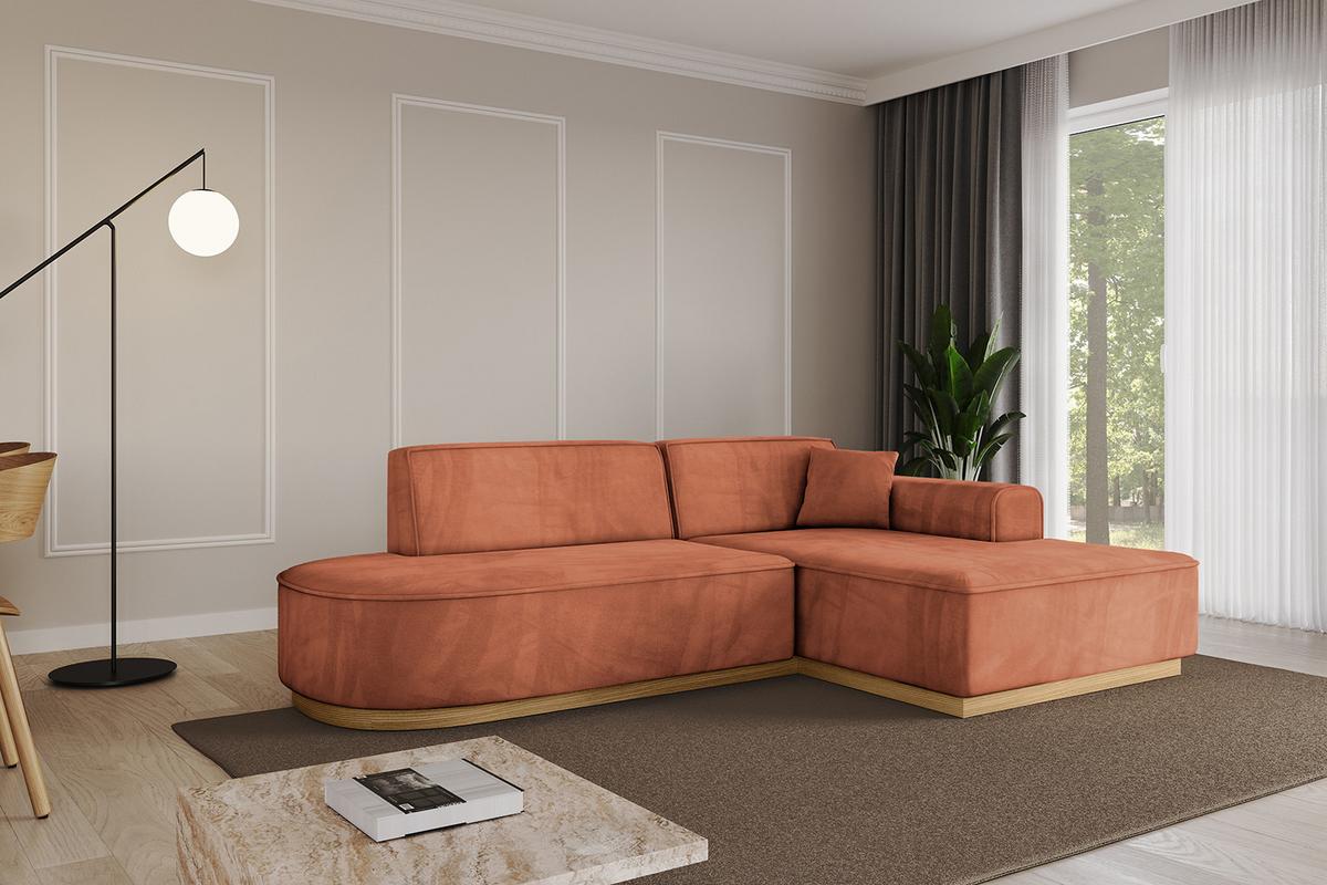 ECKSOFA Ottomane Rechts IREA-L1-v2 - 232x165x80 cm Apricot - Koralle, Holzwerkstoff/Textil (232/165cm) - ALTDECOR