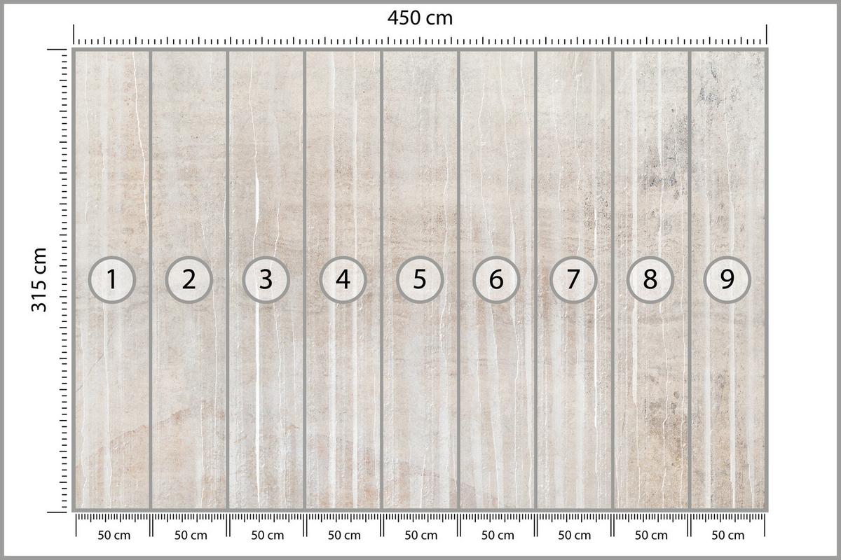 FOTOTAPETE Beton Optik Abstraktion Vintage Stil 450x315 - Beige/Braun, Papier (450/315cm) - Muralo