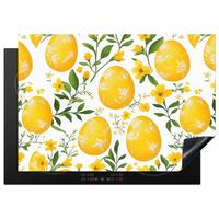 HERDABDECKPLATTE Blumen - Ostereier - Gelb Herdabdeckung Induktionsfeld 75x52 cm - Gelb, Kunststoff (75/52/0.2cm) - MuchoWow