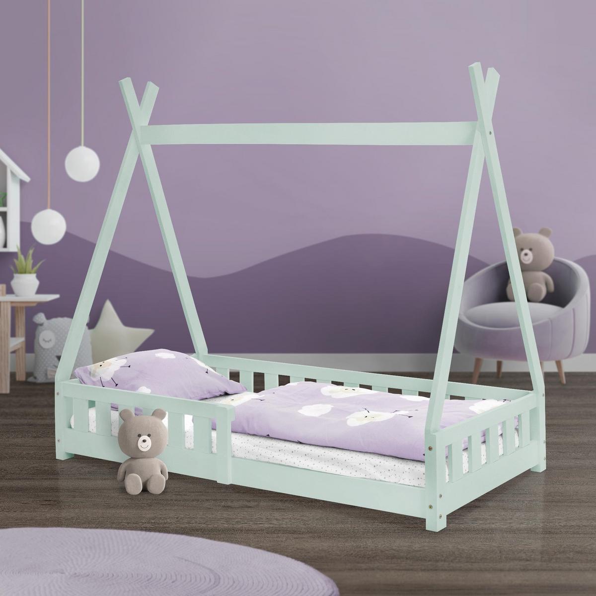 KINDERBETT Tipi mit Matratze 80x160 cm Mint - Mintgrün, Holz (80/160cm) - ML-DESIGN