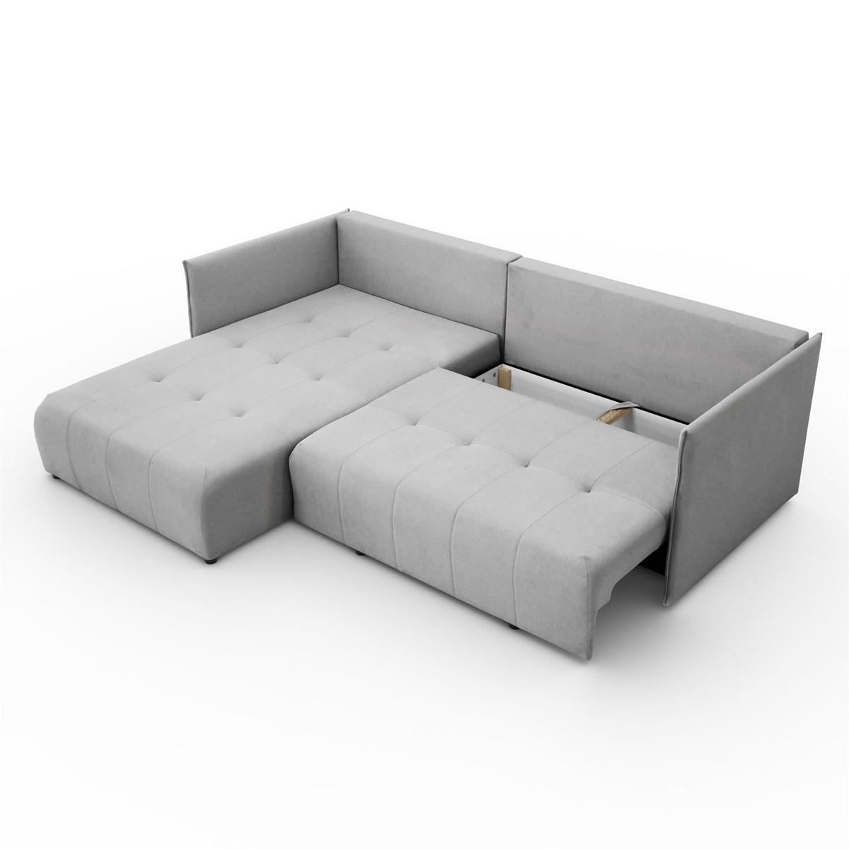 ECKSOFA APOLLO L mit Schlaffunktion und Bettkasten – linke Seite - Grau, Textil (246/188cm) - Lookway