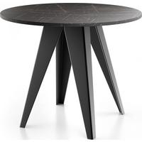 ESSTISCH Glory runder ausziehbarer, Marmor Schwarz 100-140/100/76 cm - Anthrazit/Schwarz, Holzwerkstoff/Metall (100/140/76cm) - WFL GROUP