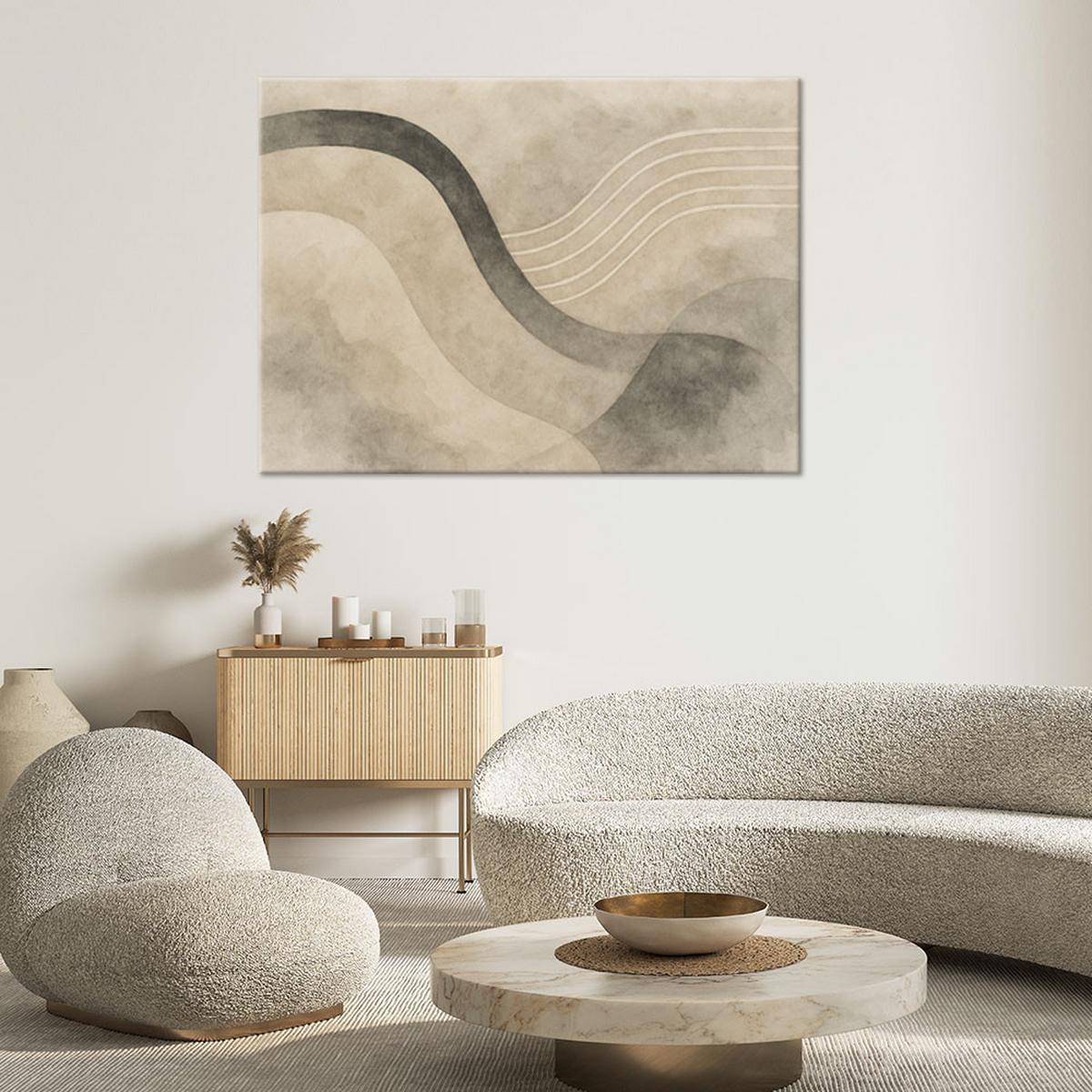LEINWANDBILD Abstraktion Minimalismus Beige Wellen 120x80cm - Beige, Textil (120/80cm) - Feeby