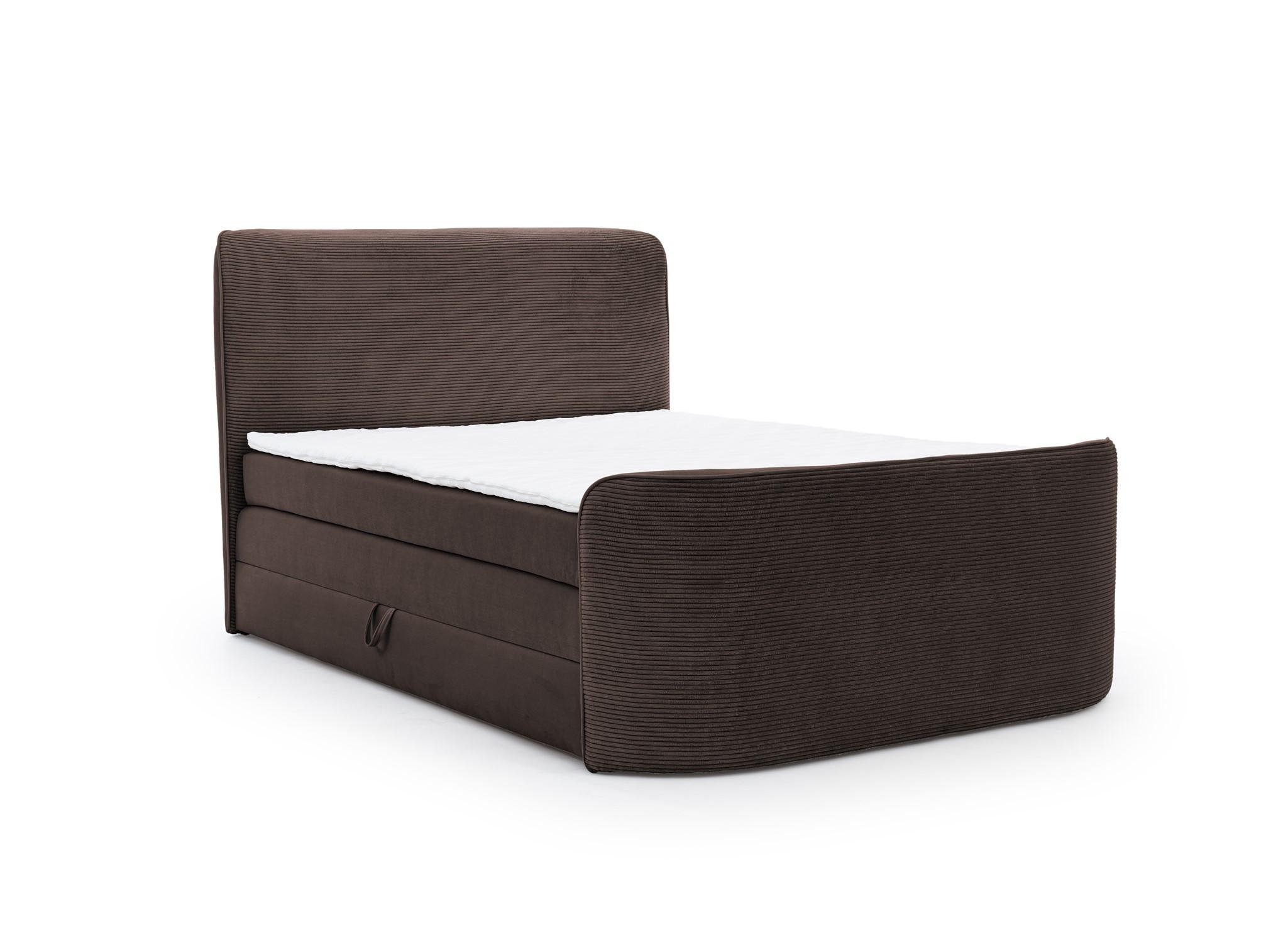 BOXSPRINGBETT Body In Stoff Paros - Dunkelbraun, Holzwerkstoff/Textil (140/200cm) - Fun Möbel