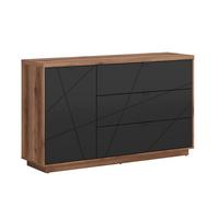 SIDEBOARD Sven Schwarz und Holz - Schwarz, Holzwerkstoff (156/93/43cm) - Petits-meubles