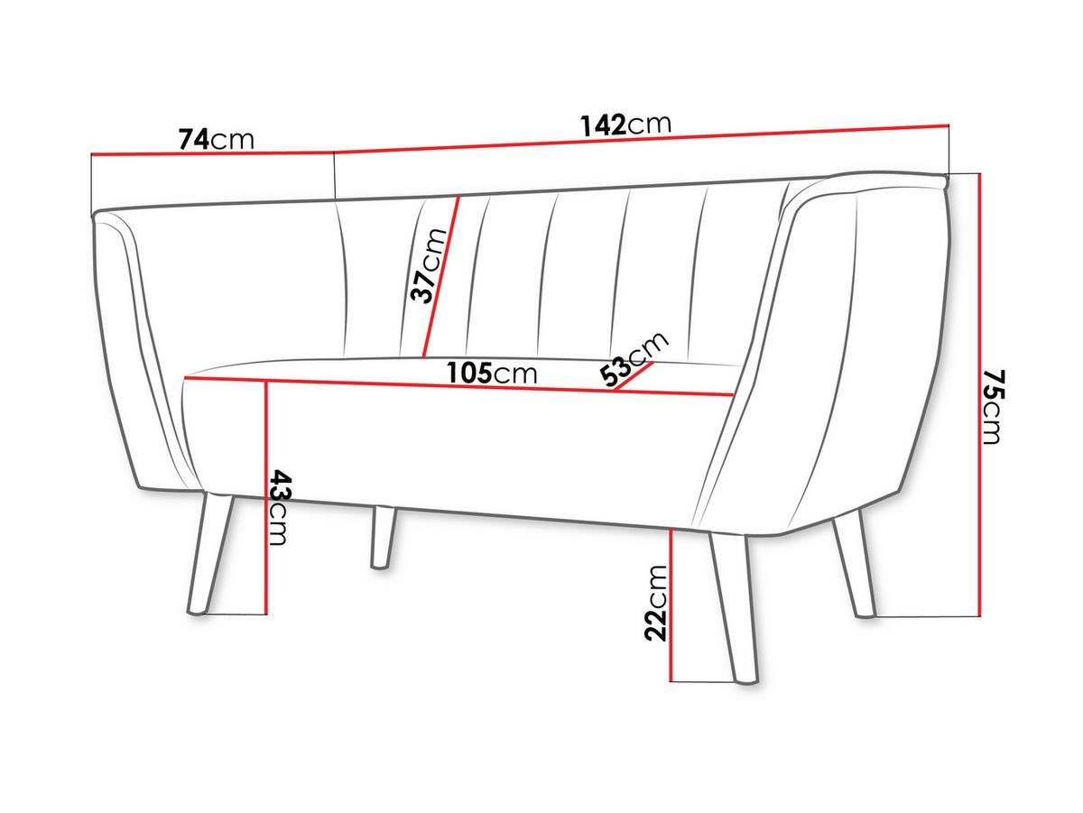 SOFA Pas 2 - Beige/Naturfarben, Holz/Textil (142/75/74cm) - MIRJAN24