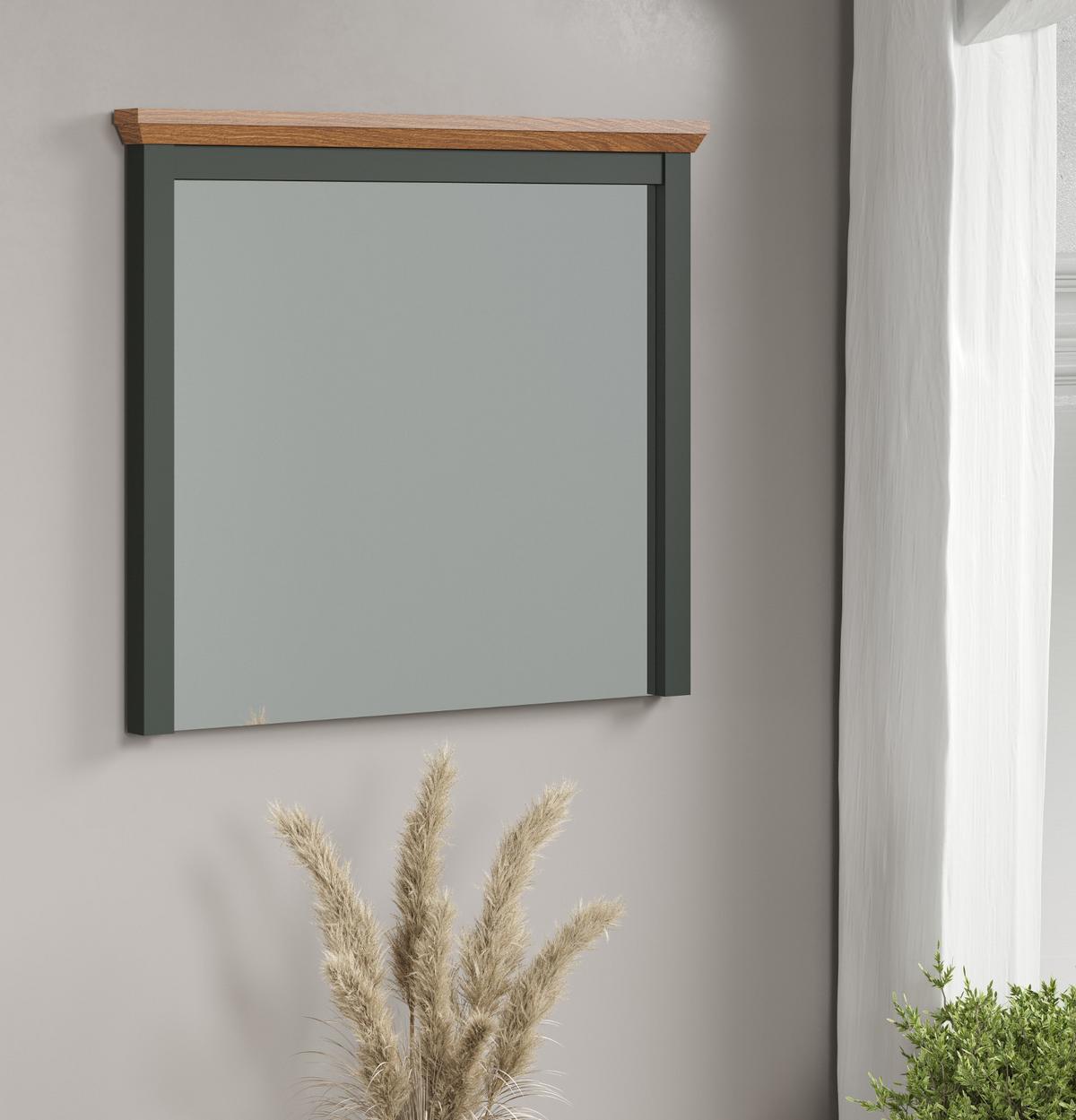 GARDEROBENSPIEGEL grün, Evoke Eiche Landhaus, Flur Diele Spiegel 77 x 68 cm - Eichefarben/Grün, Glas/Holzwerkstoff (77/68/6cm) - Top.Furn