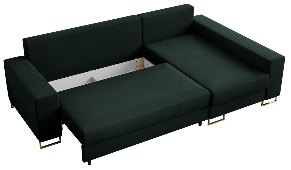 ECKSOFA Dorian Velvet Grün - Goldfarben/Grün, Textil/Metall (242/138cm) - MKS