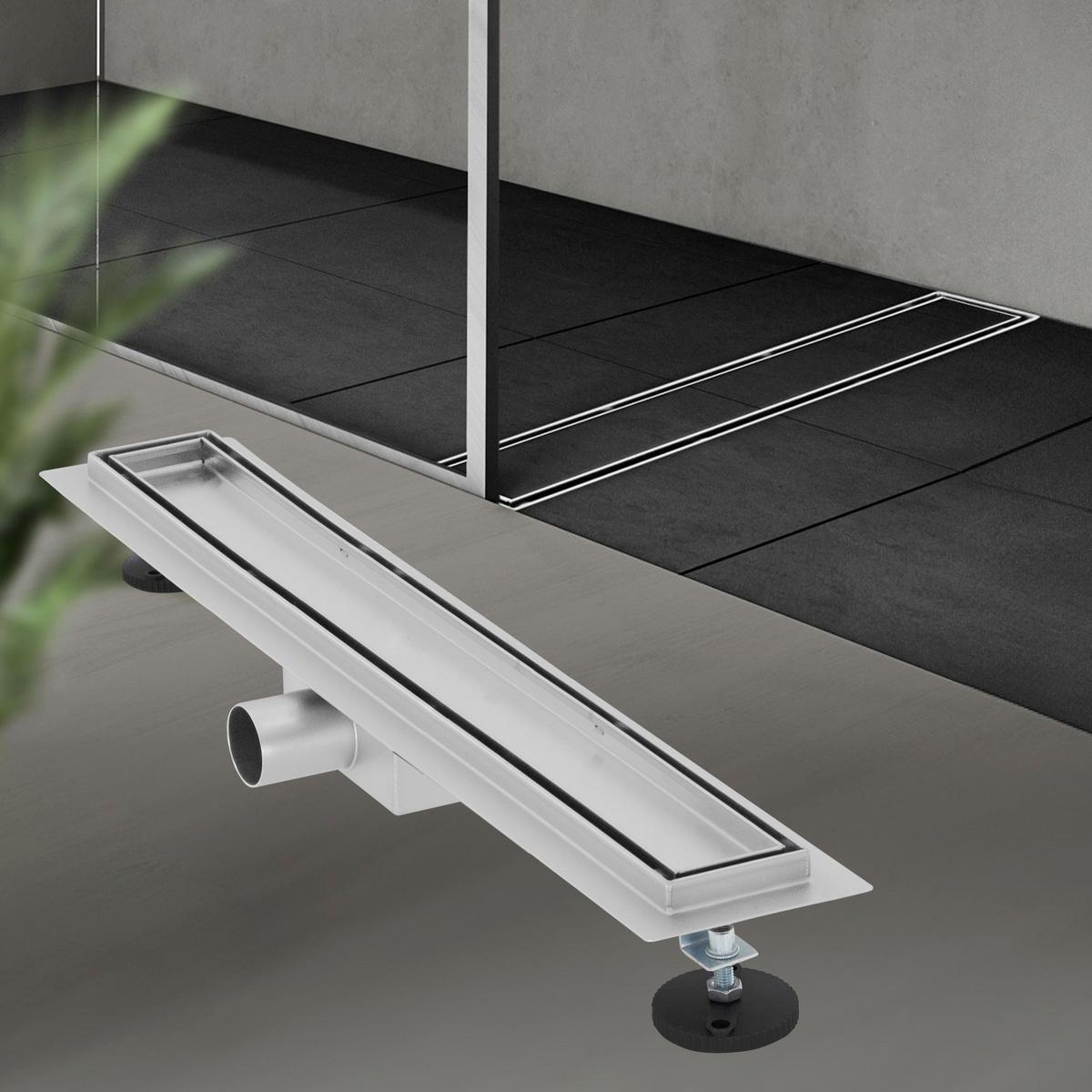 DUSCHRINNE 60cm - Silberfarben, Metall (13.9/7.8/64cm) - LuxeBath