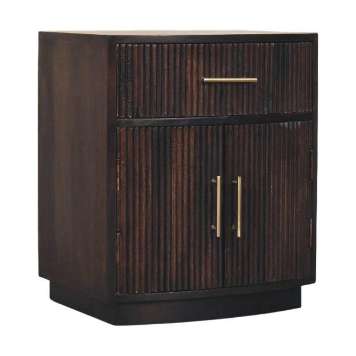NACHTTISCH mit Samt-Mokka-Finish, 1 Schublade, 2 offene Ablagen, dunkelbraun - Dunkelbraun, Holz (50/60/40cm) - Artisan Furniture