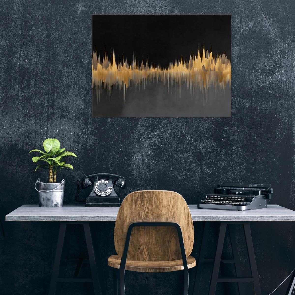 BILDER Abstrakt Schwarz Gold Glamour 60x40 - Multicolor, Holzwerkstoff (60/40cm) - Wallarena