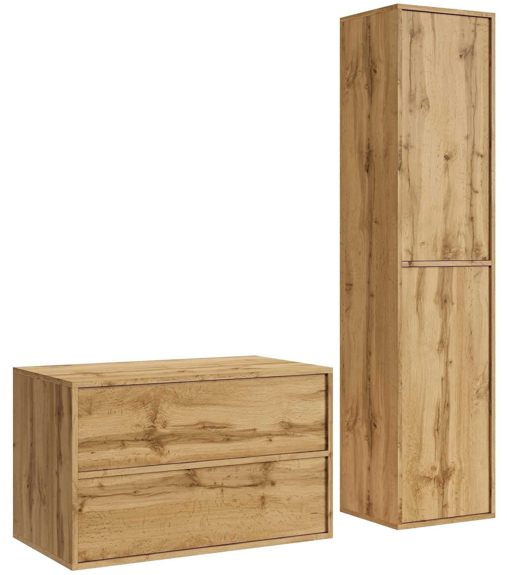 BADMÖBEL-SET Mali 2 Teile Eiche - 80 x 46 x 54 cm - Eichefarben, Holz (80/54/46cm) - Badplaats