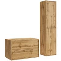 BADMÖBEL-SET Mali 2 Teile Eiche - 80 x 46 x 54 cm - Eichefarben, Holz (80/54/46cm) - Badplaats