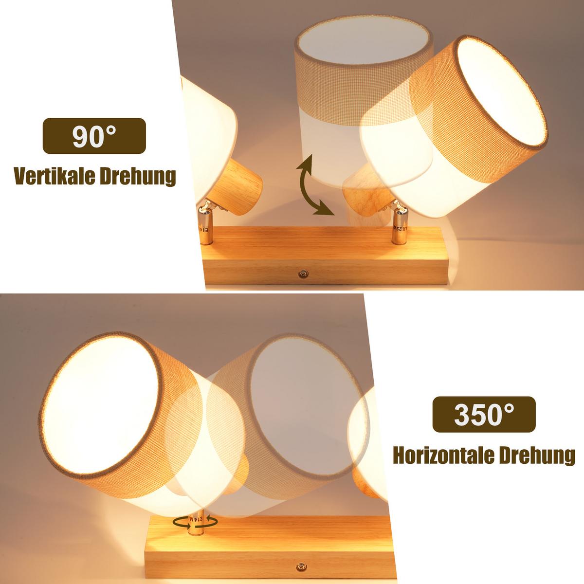 DECKENSTRAHLER Zarau 16/13/28 cm - Beige, Holz (28/16/13cm) - ZMH