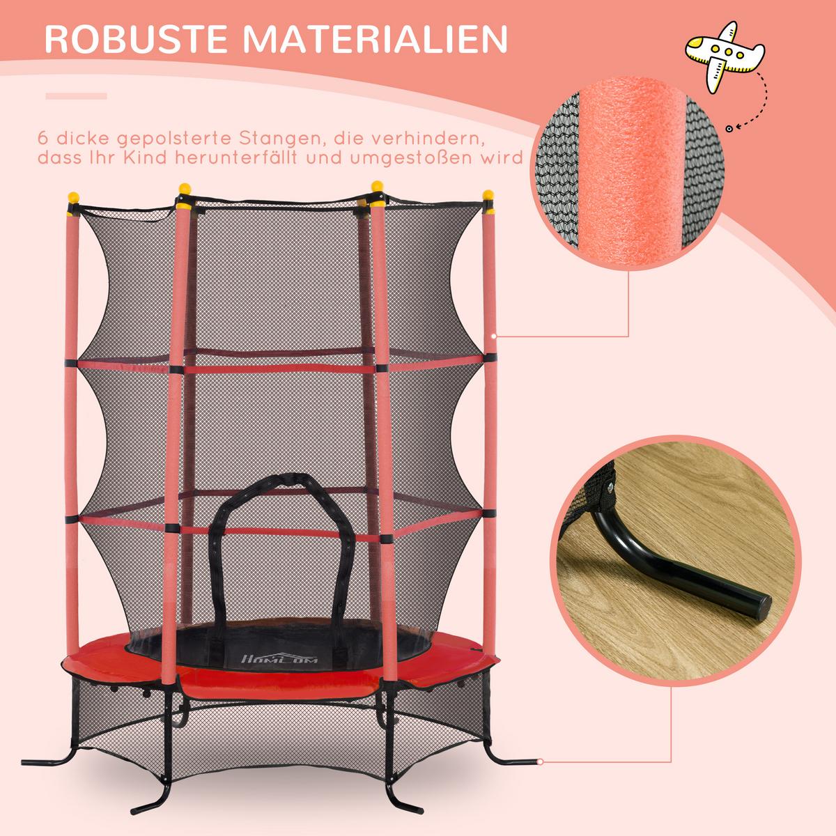KINDERTRAMPOLIN - Rot, Kunststoff/Metall (163/163cm) - HOMCOM