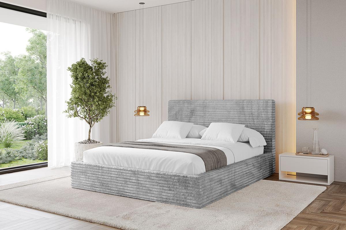 POLSTERBETT mit Bettkasten und Lattenrost, Boxbett ohne Matratze - ALOVA 160x200 Hellgrau - Hellgrau, Holzwerkstoff/Textil (160/200cm) - ALTDECOR