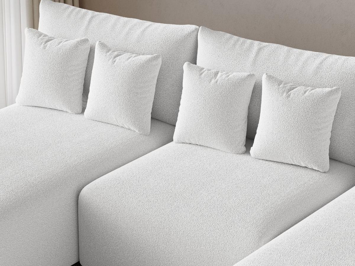 ECKSOFA Ronni U Bouclé-Stoff Weiß - Weiß, Holz/Textil (300/190cm) - Graingold