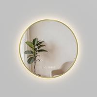 BADSPIEGEL mit LED-Beleuchtung Anti-Beschlag Zeitanzeige Goldfarben Ø 60 cm - Goldfarben, Glas (60/60/3cm) - EMKE