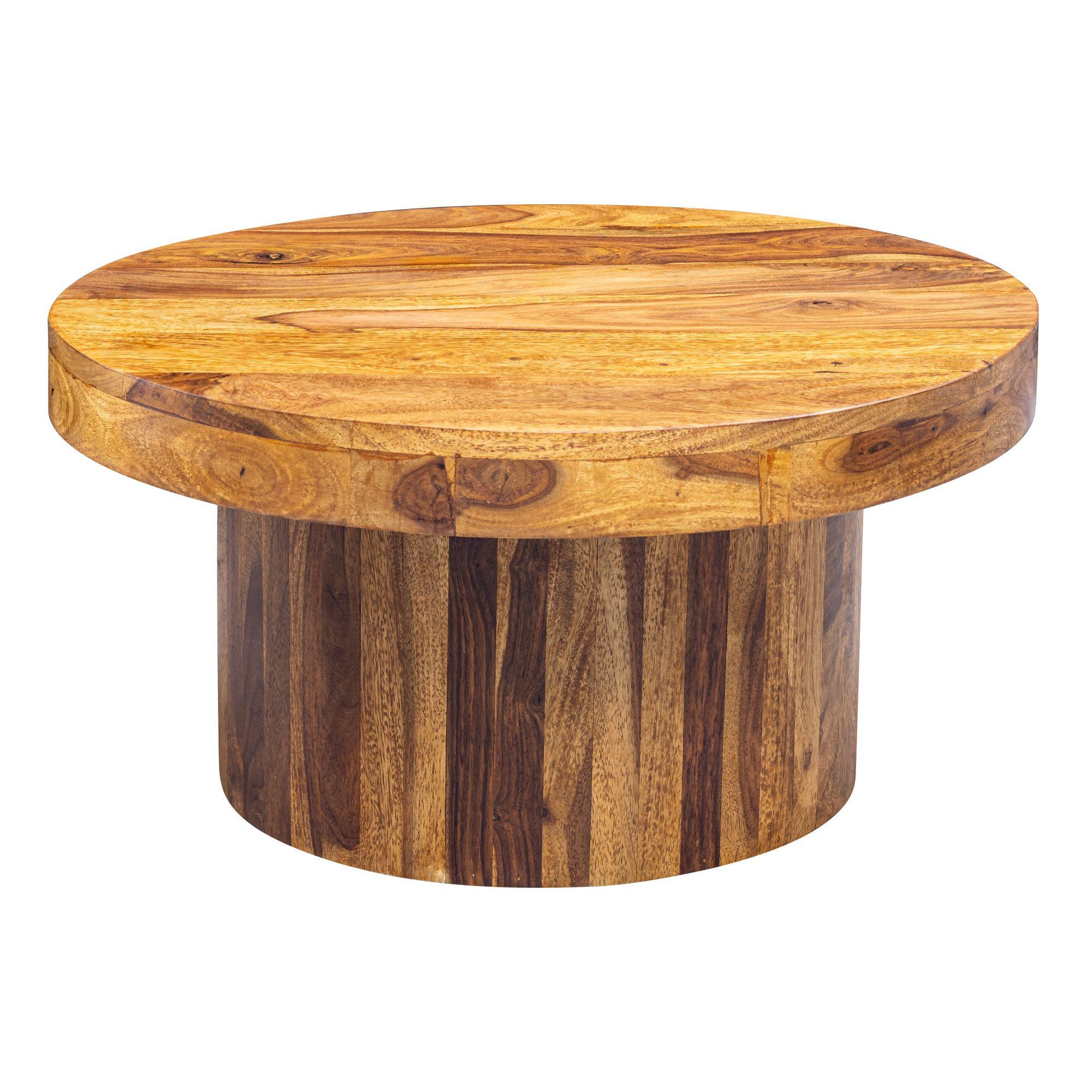 COUCHTISCH rund aus Massivholz in Braun, 60x30x60 cm - Braun, Holz (60/60/30cm) - KADIMA DESIGN