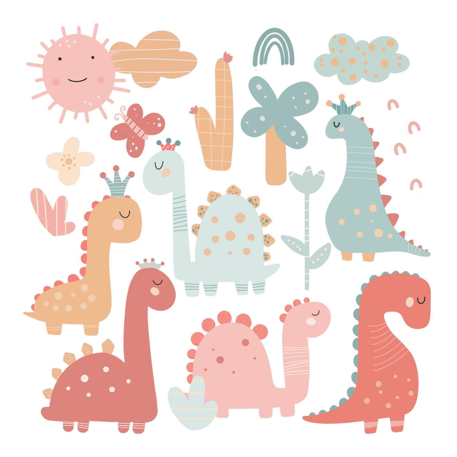 WANDAUFKLEBER 60x92cm - Die Welt der Dinosaurier - Multicolor, Kunststoff (60/92/0.1cm) - Wallfluent