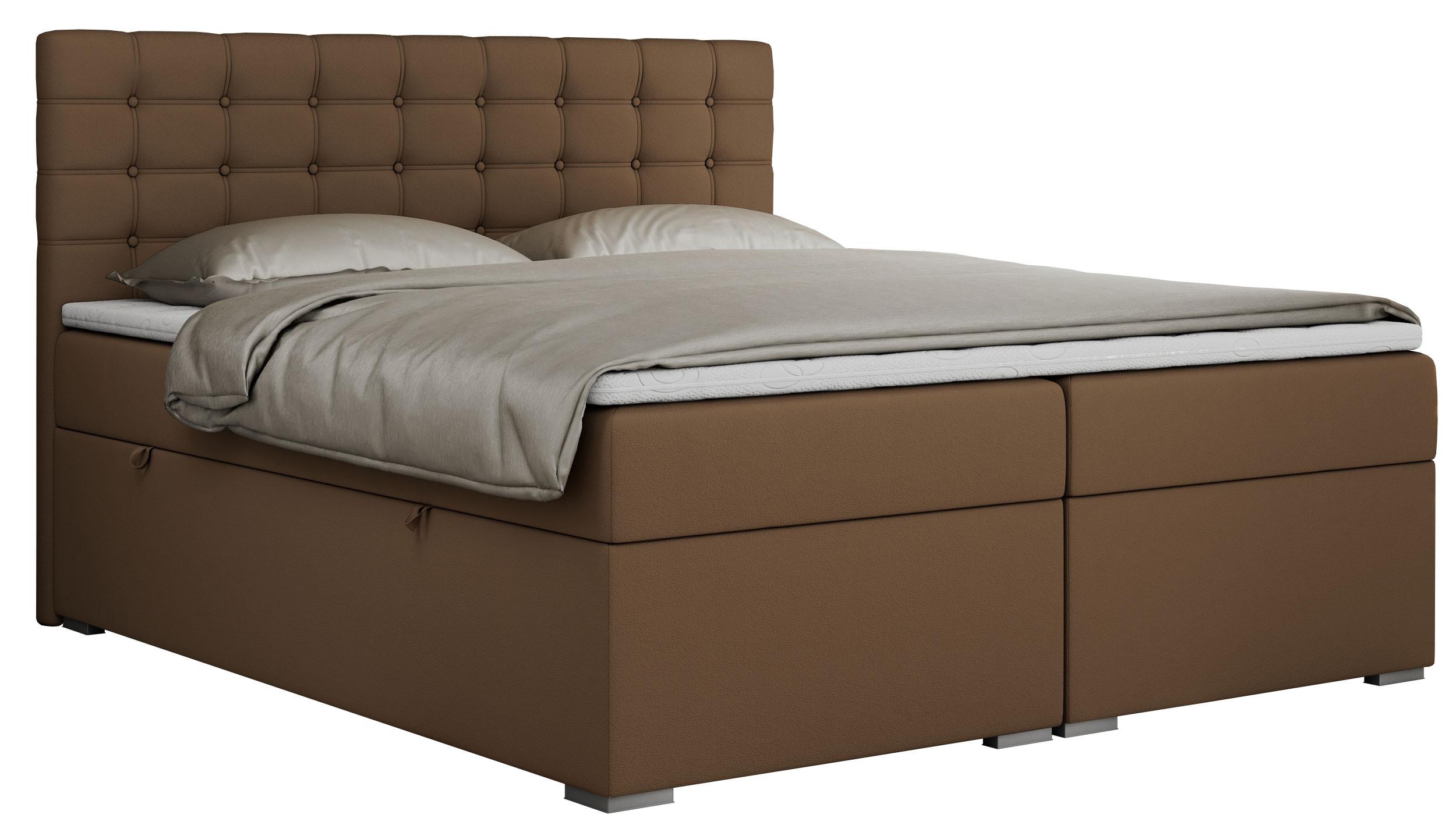 BOXBETT SUSAN 200/200 Braun Kunstleder - H4 - Braun, Holz/Textil (200/200cm) - MKS