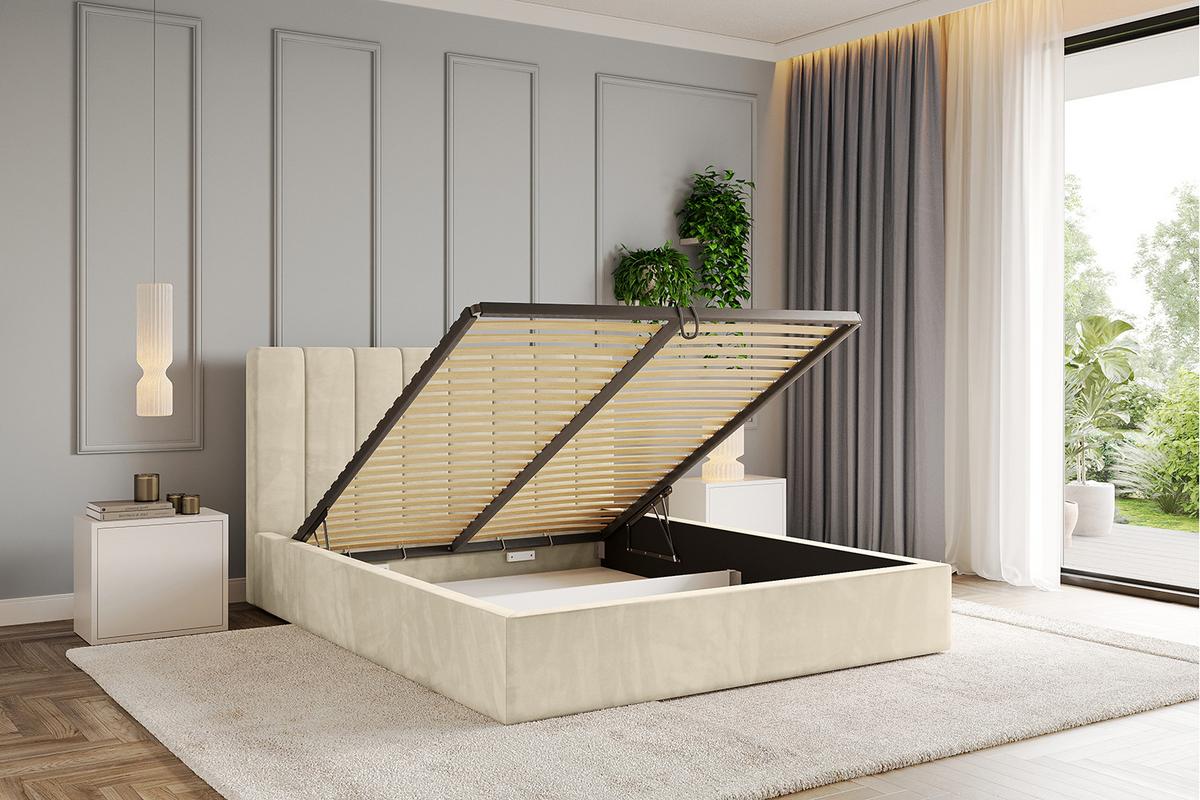 POLSTERBETT mit Bettkasten und Lattenrost, Bett mit Matratze H3/H4 - STERA 160x200 Beige - Cappuccino, Holzwerkstoff/Textil (160/200cm) - ALTDECOR