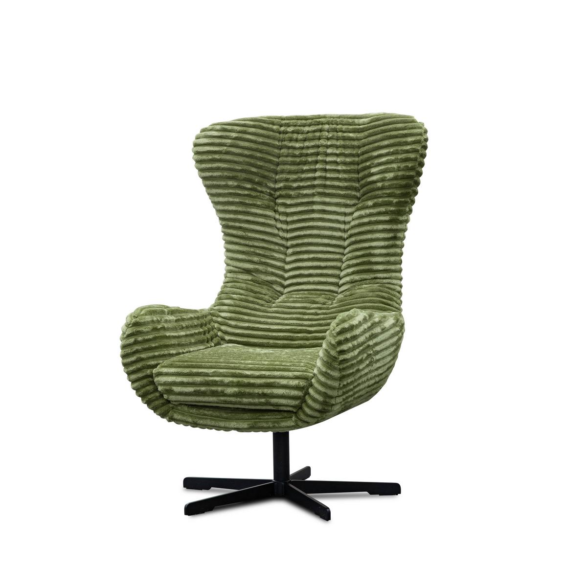 SESSEL MONACO 1-Sitzer, Cordstoff olivgrün - Schwarz/Olivgrün, Holz/Textil (74/116/84cm) - Courtois Laville