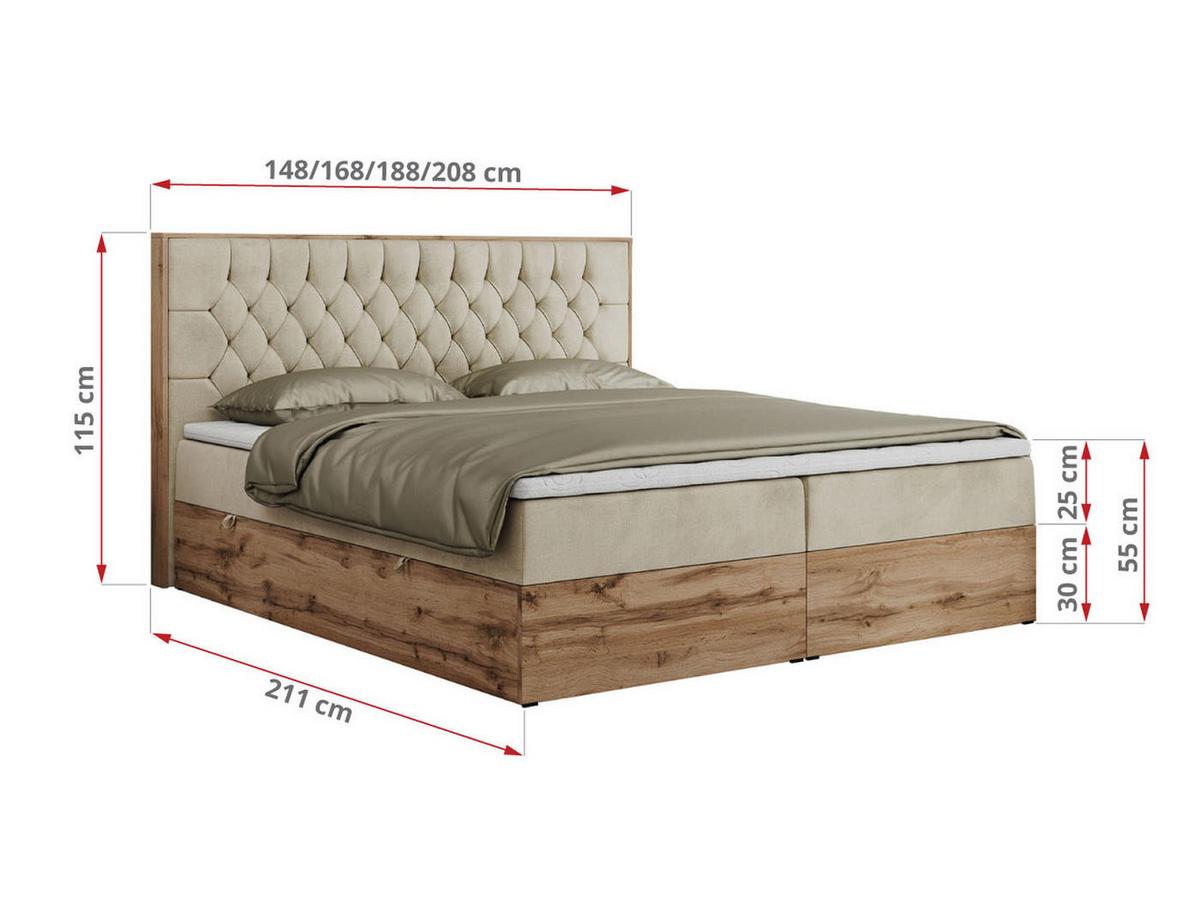 BOXBETT AMORE 140/200 Beige Struktur - H4 - Beige, Holz/Textil (140/200cm) - MKS