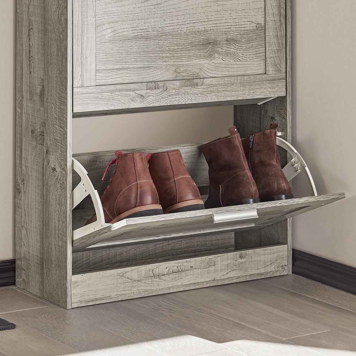 SCHUHSCHRANK Grau - Grau, Holzwerkstoff (60/79/23cm) - SoBuy