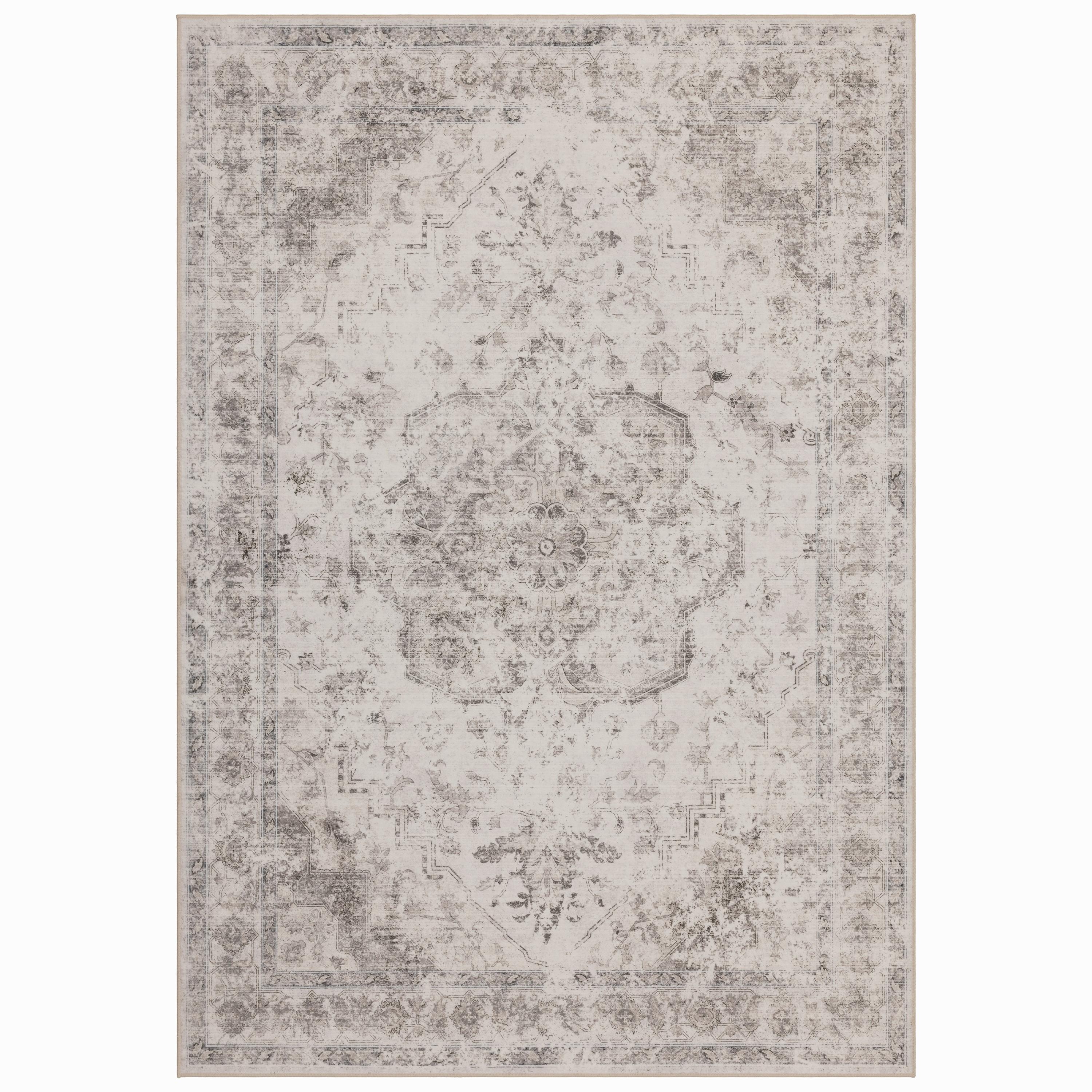 TEPPICH Kurzflor, waschbar, mit floralen Ornamenten, VERNANTE in Beige-Grau, 140 x 200 cm - Beige, Textil (140/200cm) - KADIMA DESIGN
