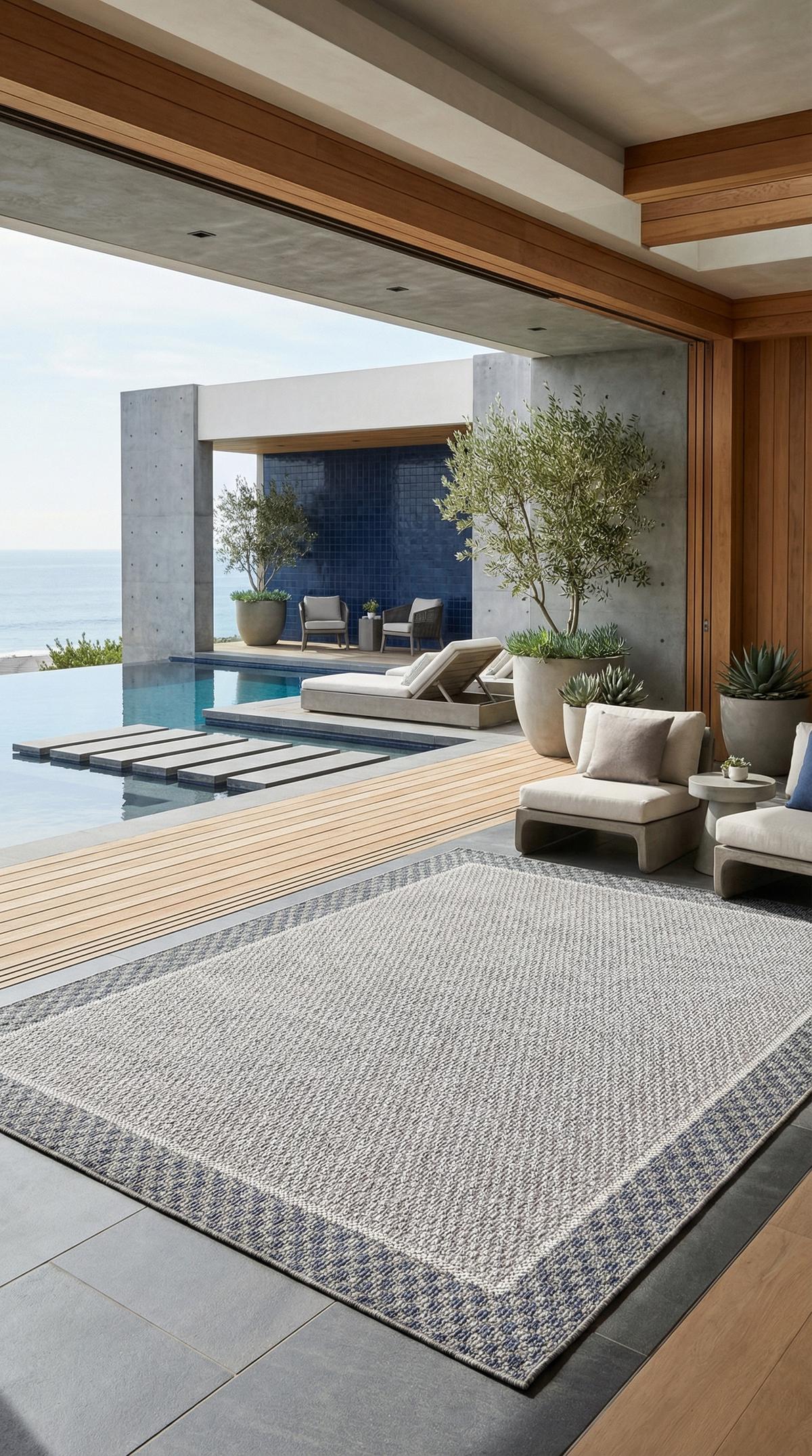 TEPPICH Outdoor LIRIA in Creme, mit Bordüre, aus Polypropylen, 120 x 170 cm - Beige, Textil (170/120cm) - KADIMA DESIGN