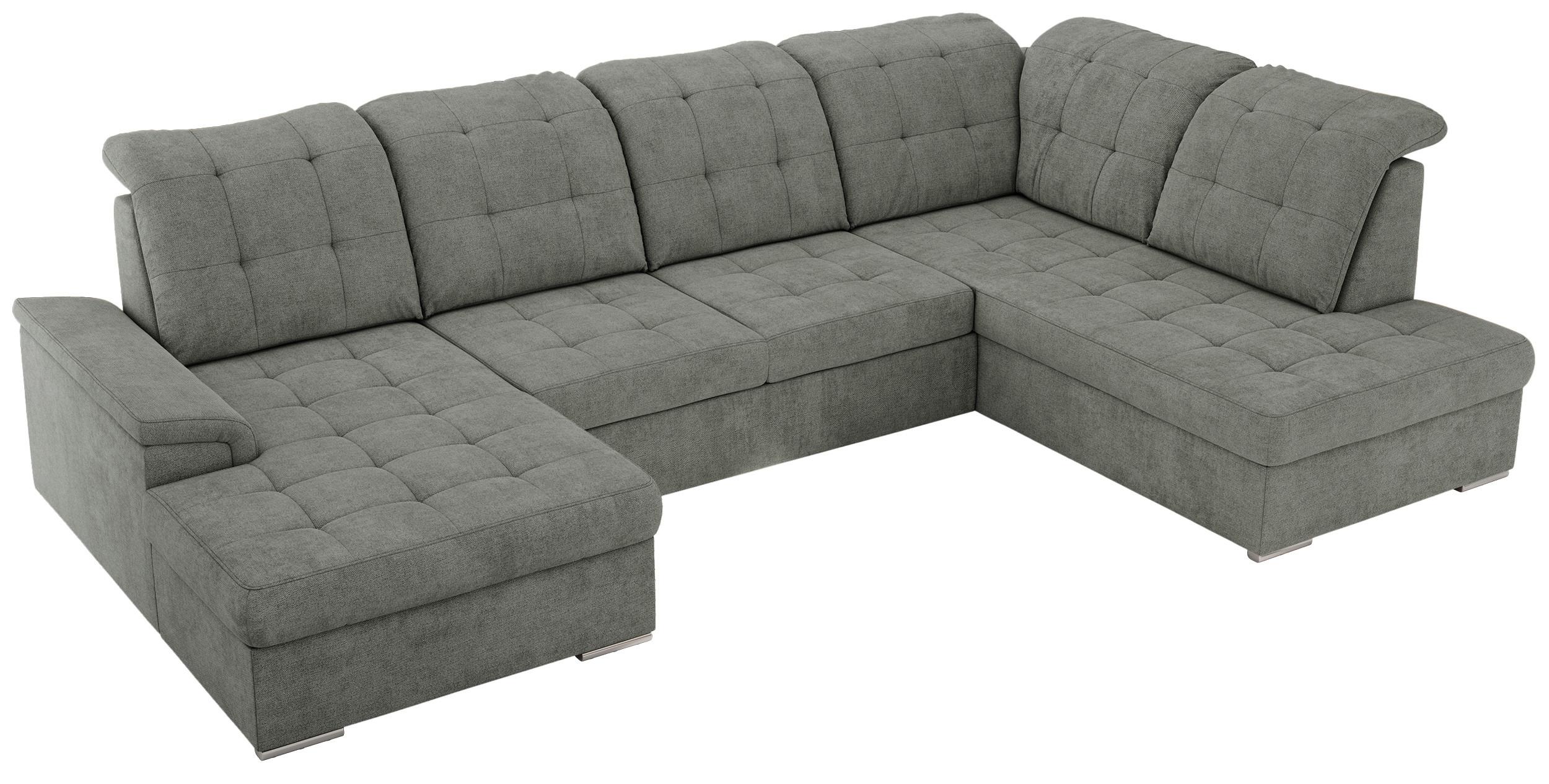 WOHNLANDSCHAFT MADRITO U - Grau Struktur - Rechts - Silberfarben/Grau, Textil/Metall (323/89/204cm) - MKS