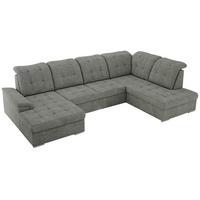 WOHNLANDSCHAFT MADRITO U - Grau Struktur - Rechts - Silberfarben/Grau, Textil/Metall (323/89/204cm) - MKS