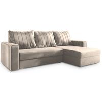 ECKSOFA CARL Beige Plüsch-Stoff mit Schlaffunktion - Beige/Grau, Holz/Kunststoff (236/150cm) - MASSENO