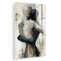 ACRYLGLASBILD Abstrakt - Liebe - Schwarz und weiß - Modern 80x120 cm - Schwarz, Glas (80/120cm) - MuchoWow