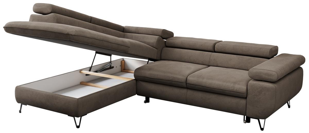 ECKSOFA PEDRO L Braun Velvet - Links Seite - Schwarz/Braun, Textil/Metall (208/273cm) - MKS