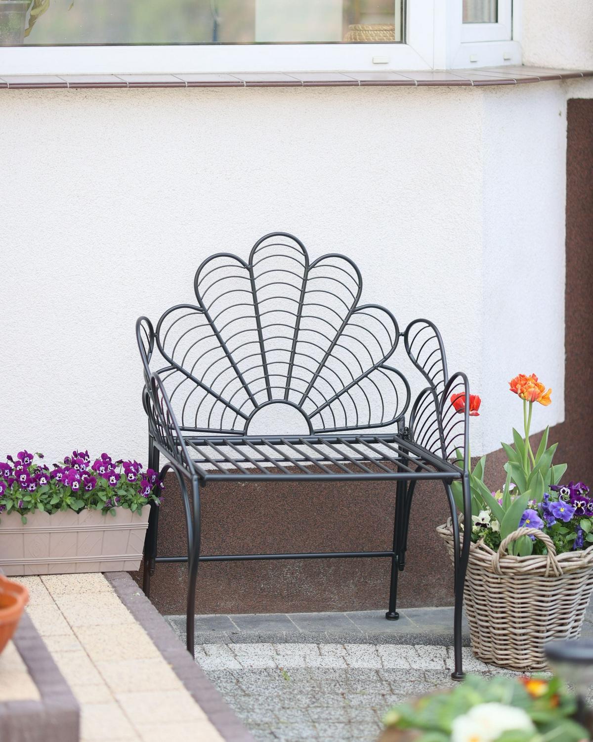 GARTENSTUHL Metall schwarz Liguria - Schwarz, Metall (71/91/49cm) - Beliani