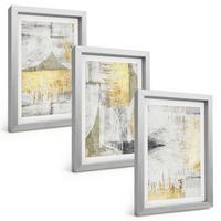 BILDER SET 3er Set - 20x30 cm Silberner Rahmen - Abstrakte modische Malereimuster - Silberfarben, Kunststoff (20/30cm) - TULUP