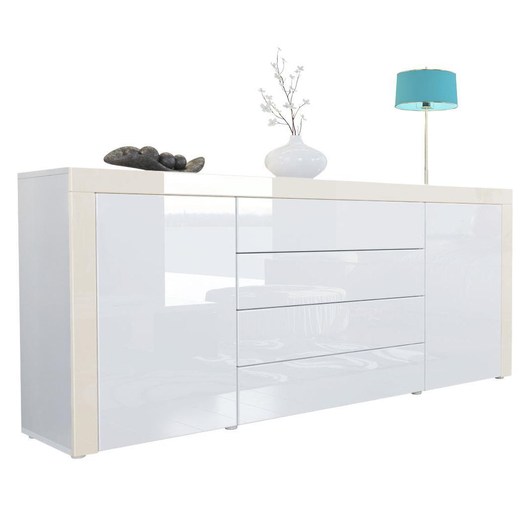 SIDEBOARD La Paz Weiß Hochglanz / Creme Hochglanz - Weiß Hochglanz/Creme, Holzwerkstoff (167/72/35cm) - Vladon
