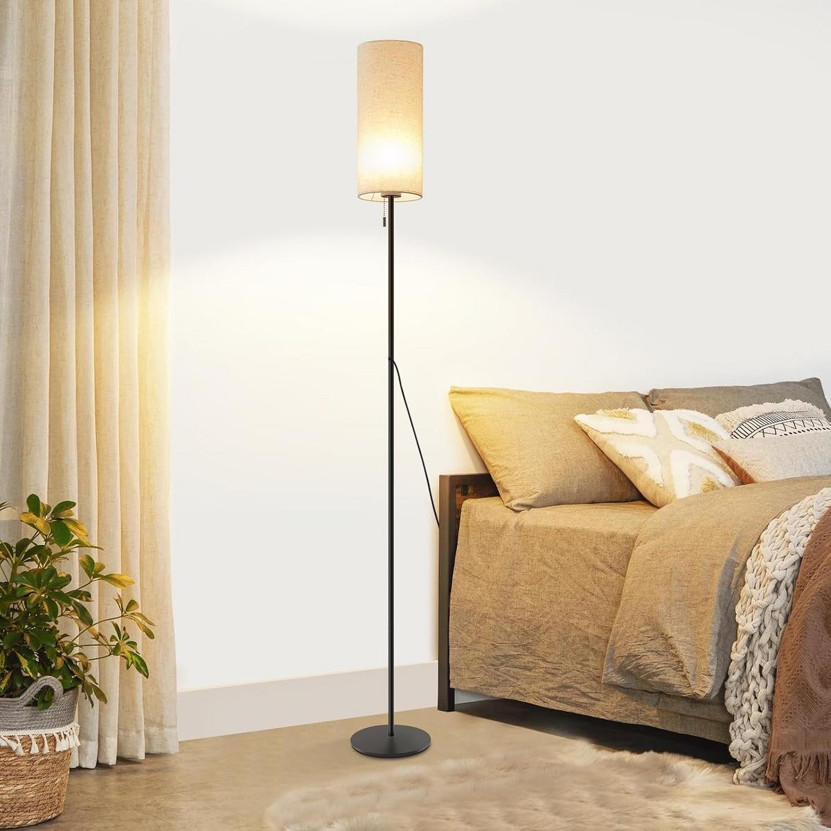 LED STEHLAMPE Sonnfried 14/16/151 cm - Schwarz, Textil/Metall (14/16/151cm) - ZMH