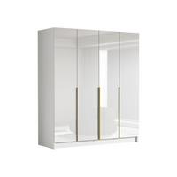 KLEIDERSCHRANK Santi I - Weiß Hochglanz/Goldfarben, Holzwerkstoff/Metall (200/215/58cm) - MIRJAN24