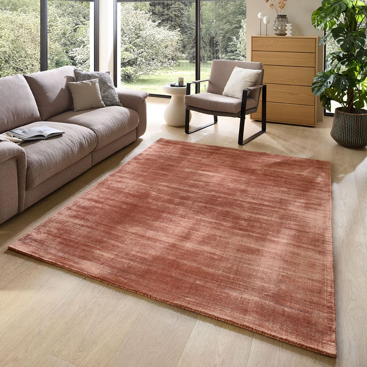 VISKOSETEPPICH Star 40x60 cm - Kupferfarben, Textil (40/60cm) - THEKO
