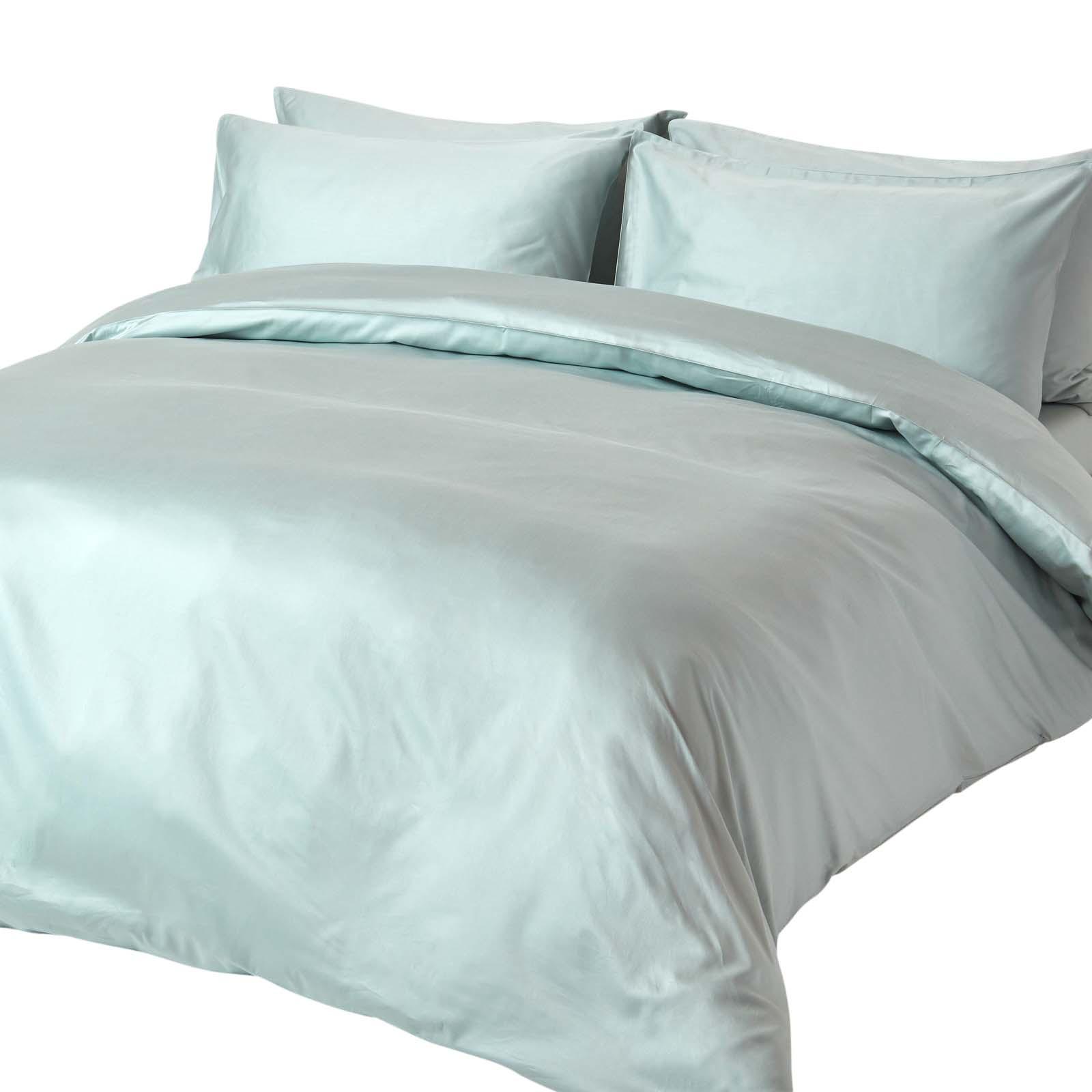 BIO-BETTWÄSCHE Satin Fadendichte 400 - Hellblau, Textil (200/200cm) - Homescapes