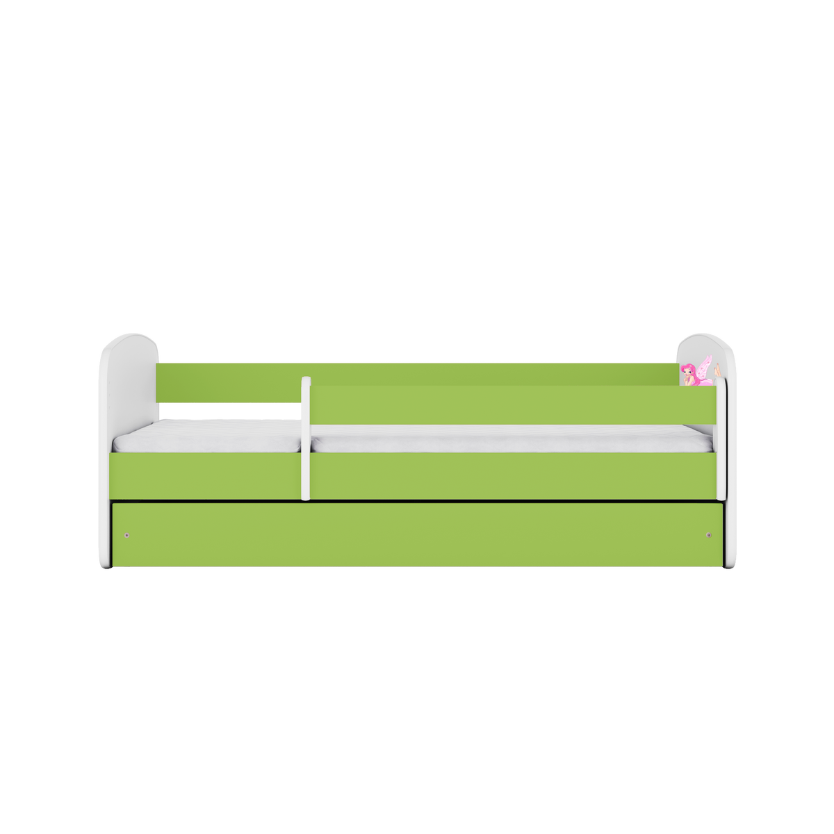 KINDERBETT Fee mit Flügeln mit Schublade 140/70 Grün 80/61/144 - Grün, Holzwerkstoff (70/140cm) - RAUMHIRSCH FURNITURE