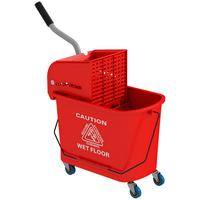 HOMCOM Kompakter Wischeimer mit Wringer und Rollen für die Bodenreinigung, 20 Liter, Separates schmutziges und sauberes Wasser, Rot - Rot, Kunststoff (27/70.5/60cm) - HOMCOM